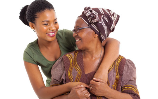 daughter hugging her mother